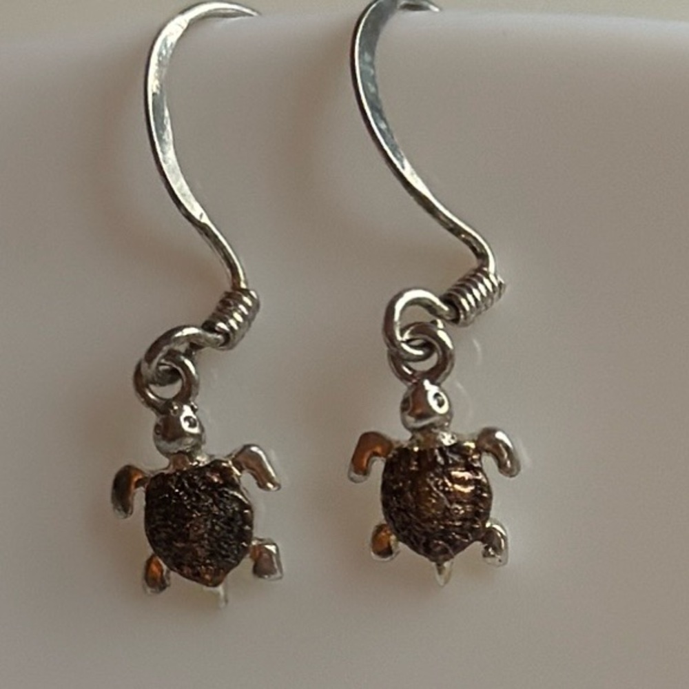Sterling 925 Silver Turtle Earrings